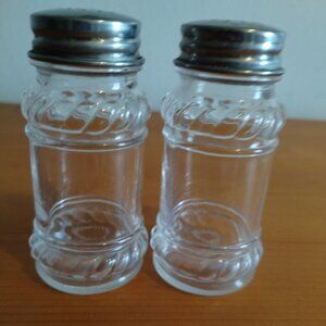 Vintage glass salt and paper shaker